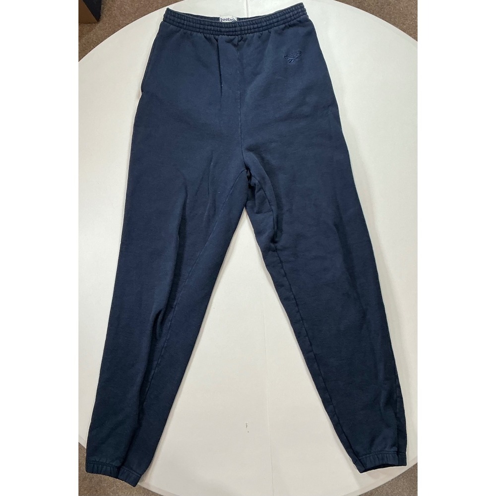 VTG 90s Reebok Sweatpants Mens M Navy Blue Fleece Joggers Sportswear